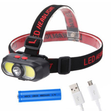 Ліхтар налобний KX-302-LED+2COB, 1x18650, ЗП Ty...