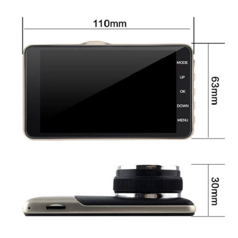 Автомобільний відеореєстратор X600, LCD 4'', Angel Lens, камери, 1080P Full HD, метал. Корпус