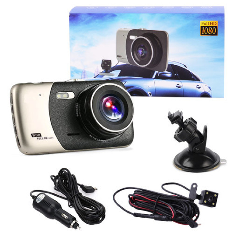 Автомобільний відеореєстратор X600, LCD 4'', Angel Lens, камери, 1080P Full HD, метал. Корпус