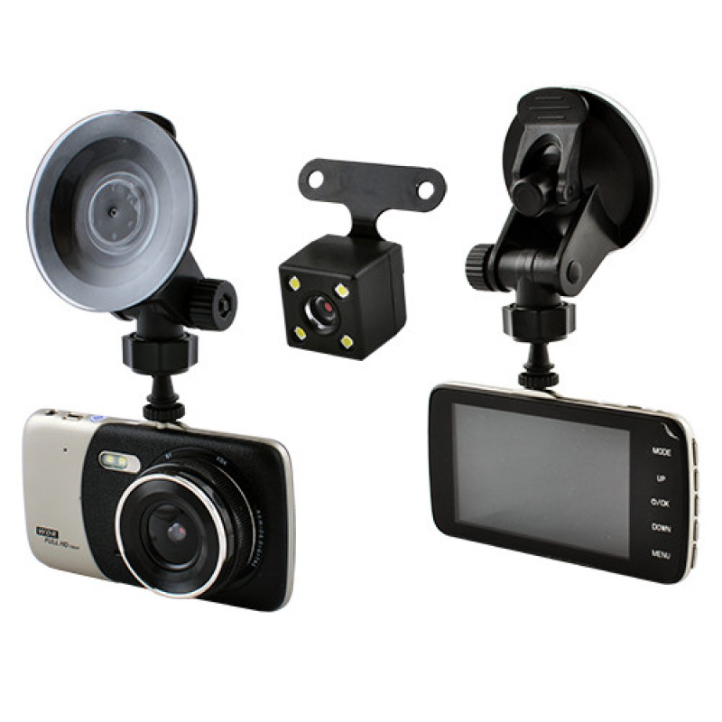 Автомобільний відеореєстратор X600, LCD 4'', Angel Lens, камери, 1080P Full HD, метал. Корпус