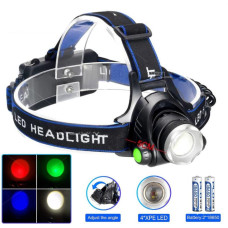 Ліхтар налобний PLD-V9-F-4XPE (WHITE+RED+BLUE+G...