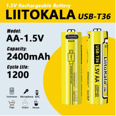 Акумулятор AA, LiitoKala USB-T36 1.5V, 2400mAh,...